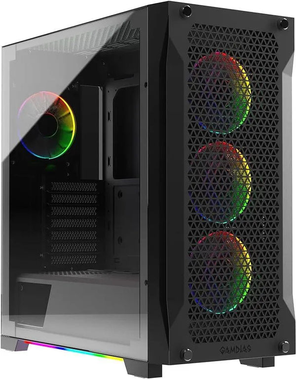 GAMDIAS ATHENA P1 Mid Tower PC Case Black (4x 120mm ARGB Fans) - Anigma